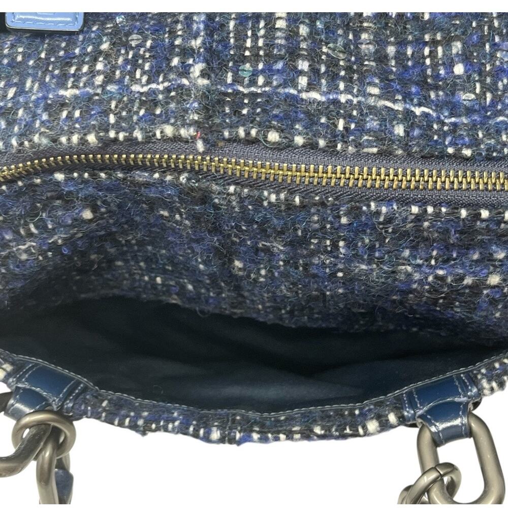 RARE Coach Chelsea Bouclé Mersin Tweed Shoulder Tote Navy Blue Style 17813 $398 - Picture 6 of 12
